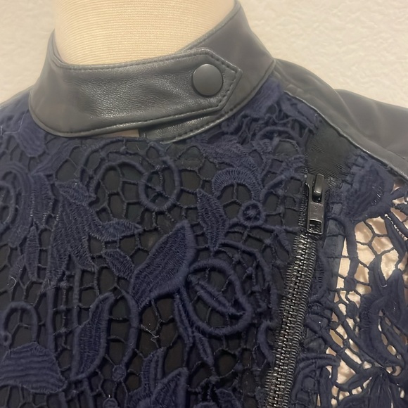 Leather in lace contrast jacket - Picture 2 of 4